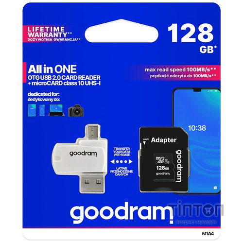 Карта пам'яті Goodram 128GB microSDXC class 10 UHS-I (M1A4-1280R12)
