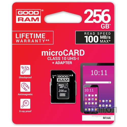 Карта пам'яті Goodram 256GB microSDXC class 10 UHS-I (M1AA-2560R12)