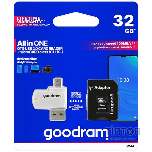 Карта пам'яті Goodram 32GB microSDHC class 10 UHS-I (M1A4-0320R12)