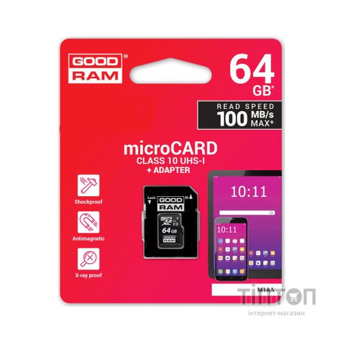 Карта пам'яті Goodram 64GB microSDXC Class 10 (M1AA-0640R12)