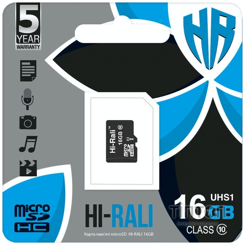 Карта пам'яті Hi-Rali 16GB microSDHC class 10 UHS-I (HI-16GBSD10U1-00)