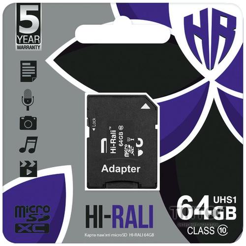 Карта пам'яті Hi-Rali 64GB microSDXC class 10 UHS-I (HI-64GBSDCL10-01)