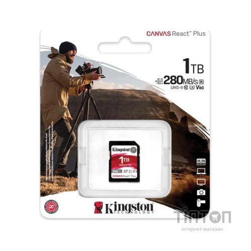 Карта пам'яті Kingston 1TB SDXC class 10 UHS-II U3 Canvas React Plus (SDR2V6/1TB)