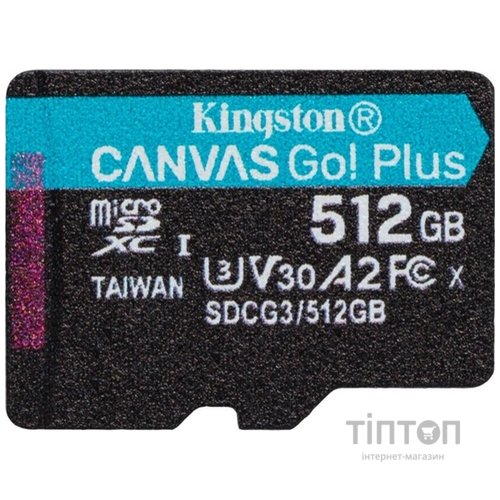 Карта пам'яті Kingston 512GB microSDXC class 10 UHS-I U3 A2 Canvas Go Plus (SDCG3/512GB)
