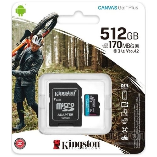 Карта пам'яті Kingston 512GB microSDXC class 10 UHS-I U3 A2 Canvas Go Plus (SDCG3/512GB)