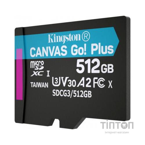 Карта пам'яті Kingston 512GB microSDXC class 10 UHS-I/U3 Canvas Go Plus (SDCG3/512GBSP)