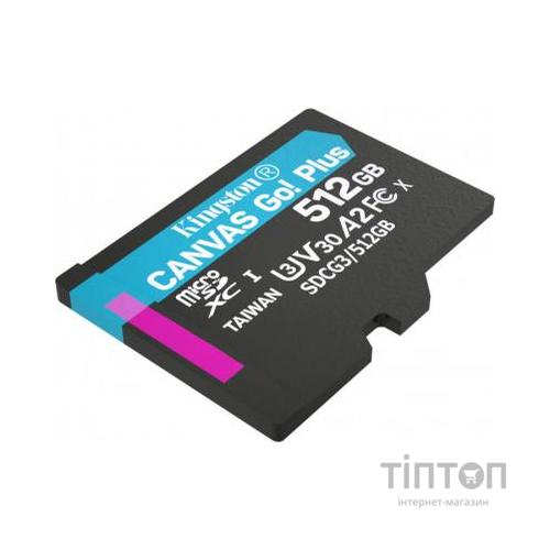 Карта пам'яті Kingston 512GB microSDXC class 10 UHS-I/U3 Canvas Go Plus (SDCG3/512GBSP)