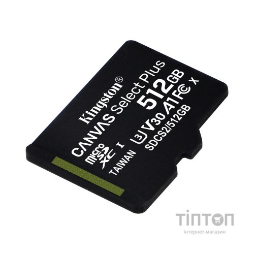 Карта пам'яті Kingston 512GB microSDXC class 10 UHS-I U3 V30 A1 Canvas Select Plus (SDCS2/512GBSP)