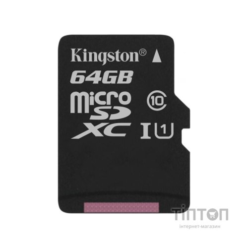Карта пам'яті Kingston 64GB microSDXC Class 10 Canvas Select Plus 100R A1 (SDCS2/64GBSP)