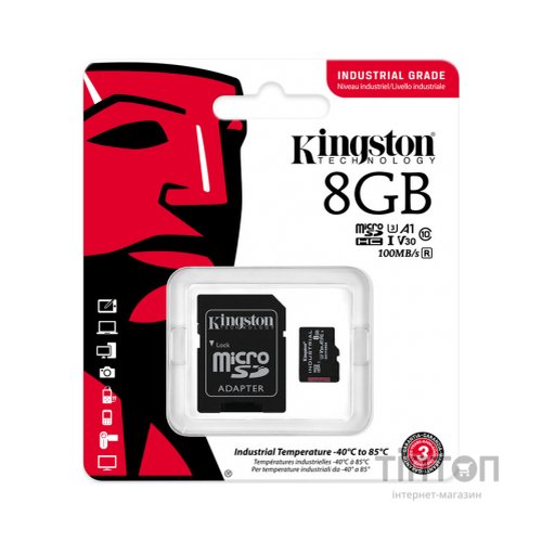 Карта пам'яті Kingston 8GB microSDHC class 10 UHS-I V30 A1 (SDCIT2/8GB)