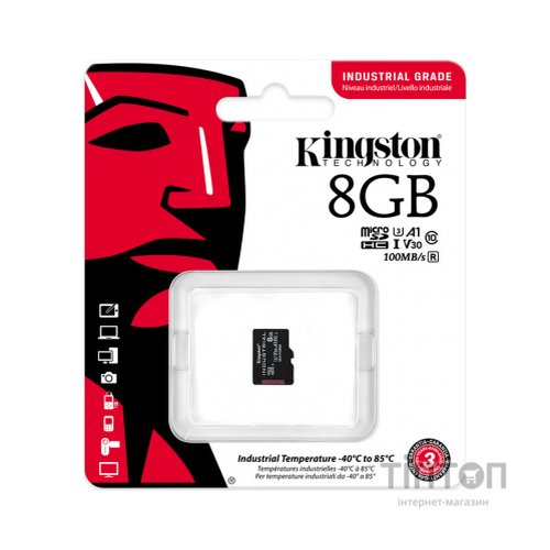 Карта пам'яті Kingston 8GB microSDHC class 10 UHS-I V30 A1 (SDCIT2/8GBSP)
