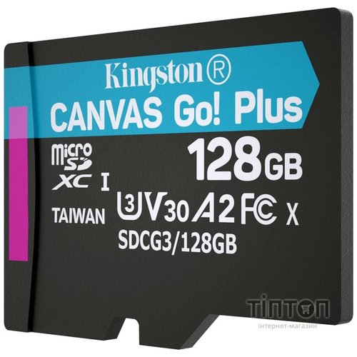 Карта пам'яті Kingston 128GB microSD class 10 UHS-I U3 A2 Canvas Go Plus (SDCG3/128GBSP)
