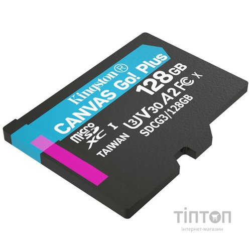 Карта пам'яті Kingston 128GB microSD class 10 UHS-I U3 A2 Canvas Go Plus (SDCG3/128GBSP)