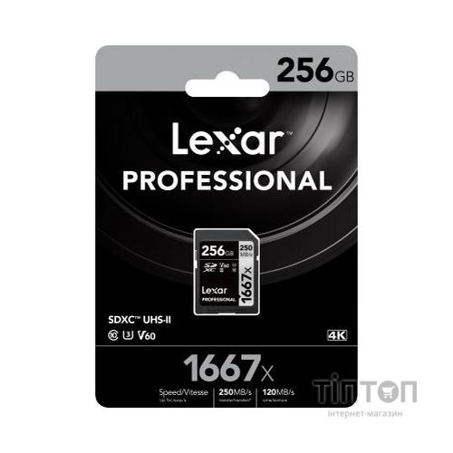 Карта пам'яті Lexar 256GB SDXC class 10 UHS-II U3 V60 1667x Professional (LSD256CB1667)