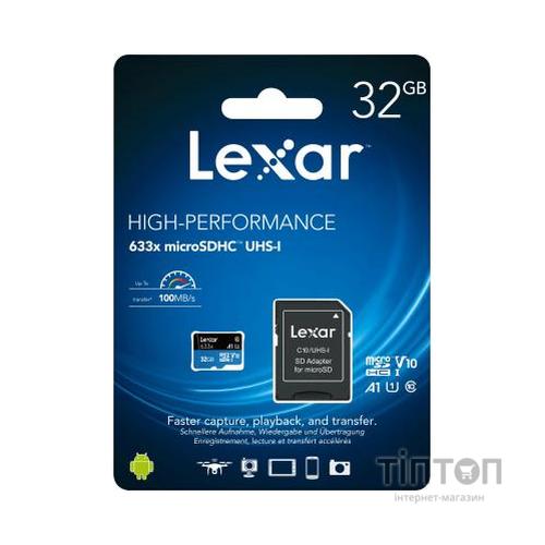 Карта пам'яті Lexar 32GB microSDHC class 10 UHS-I 633x (LSDMI32GBB633A)