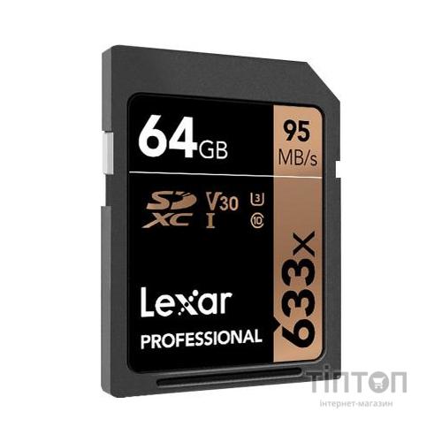 Карта пам'яті Lexar 64GB SDXC class 10 UHS-I U3 V30 633x Professional (LSD64GCB633)