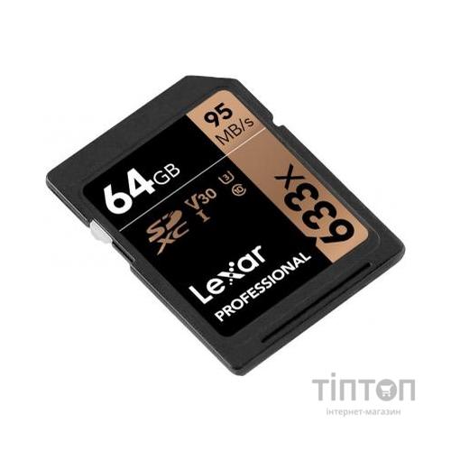 Карта пам'яті Lexar 64GB SDXC class 10 UHS-I U3 V30 633x Professional (LSD64GCB633)