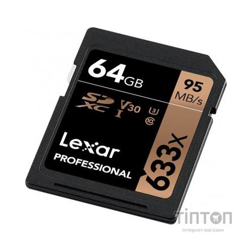 Карта пам'яті Lexar 64GB SDXC class 10 UHS-I U3 V30 633x Professional (LSD64GCB633)