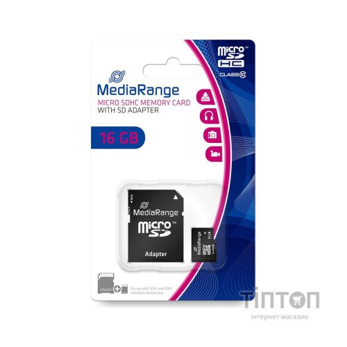 Карта пам'яті Mediarange 16GB microSD class 10 (MR958)