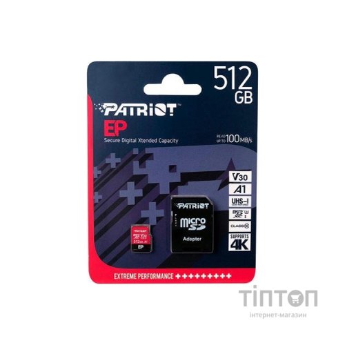 Карта пам'яті Patriot 512GB microSD class 10 UHS-I U3 (PEF512GEP31MCX)