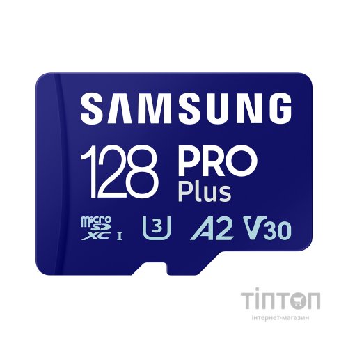 Карта пам'яті Samsung 128 GB microSDXC Pro Plus UHS-I U3 V30 A2 Class 10 + SD-adapter (MB-MD128SA/EU)