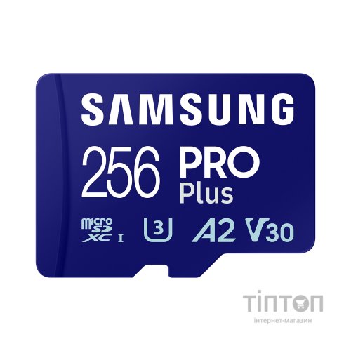 Карта пам'яті Samsung 256 GB microSDXC Pro Plus UHS-I U3 V30 A2 Class 10 + SD-adap (MB-MD256SA/EU)