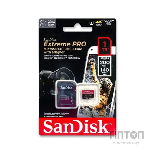 Карта пам'яті SanDisk 1 TB microSDXC UHS-I U3 Extreme Pro+SD Adapter (SDSQXCD-1T00-GN6MA)