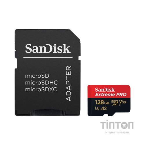 Карта пам'яті SanDisk 128 GB microSDXC UHS-I U3 Extreme Pro+SD Adapter (SDSQXCD-128G-GN6MA)