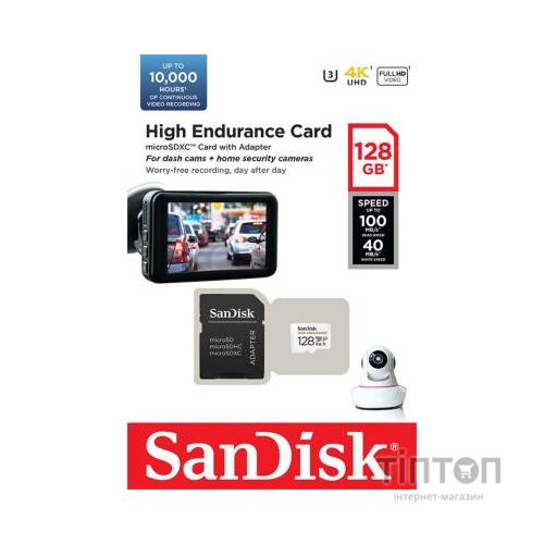 Карта пам'яті SanDisk 128GB microSDXC class 10 UHS-I U3 V30 High Endurance (SDSQQNR-128G-GN6IA)