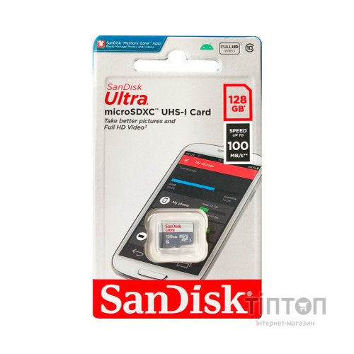 Карта пам'яті SanDisk 128GB microSDXC class 10 UHS-I Ultra (SDSQUNR-128G-GN3MN)
