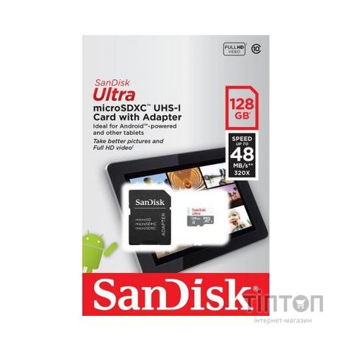 Карта пам'яті SanDisk 128GB microSDXC class 10 UHS-I Ultra (SDSQUNS-128G-GN6TA)