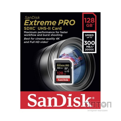 Карта пам'яті SanDisk 128GB SDXC class 10 UHS-II U3 V90 Extreme Pro (SDSDXDK-128G-GN4IN)