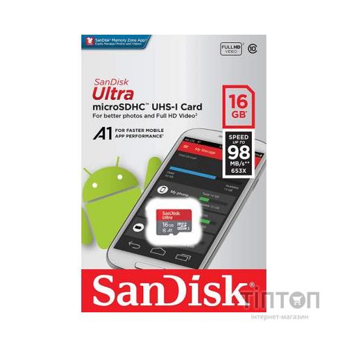 Карта пам'яті SanDisk 16GB microSDHC class 10 UHS-I U1 A1 (SDSQUAR-016G-GN6MN)