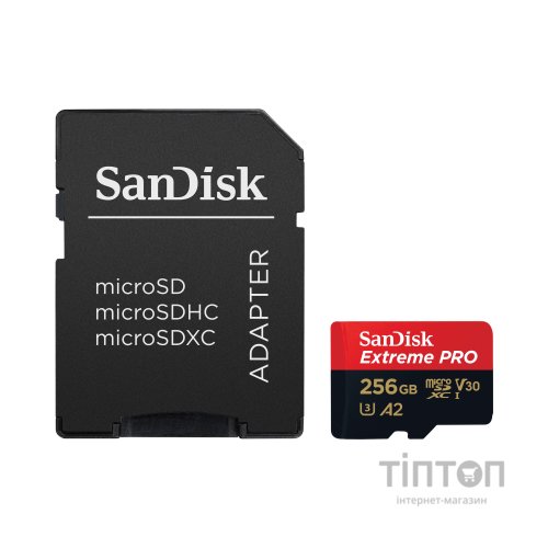 Карта пам'яті SanDisk 256 GB microSDXC UHS-I U3 Extreme Pro+SD Adapter (SDSQXCD-256G-GN6MA)