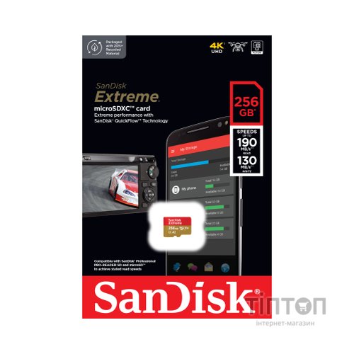 Карта пам'яті SanDisk 256GB microSD class 10 UHS-I U3 Extreme For Mobile Gaming (SDSQXAV-256G-GN6GN)