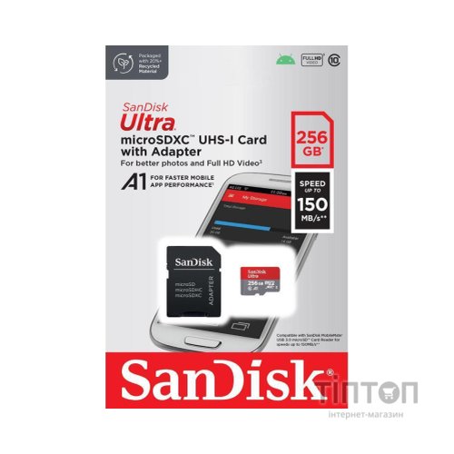 Карта пам'яті SanDisk 256GB microSDXC class 10 UHS-I Ultra (SDSQUAC-256G-GN6MA)