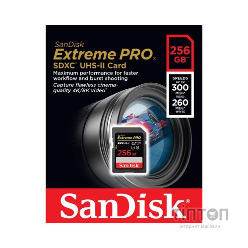 Карта пам'яті SanDisk 256GB SD class 10 UHS-I U3 V90 Extreme PRO (SDSDXDK-256G-GN4IN)