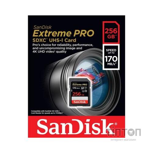 Карта пам'яті SanDisk 256GB SDXC class 10 UHS-I U3 Extreme Pro (SDSDXXY-256G-GN4IN)