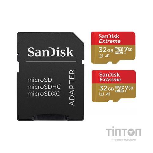 Карта пам'яті SanDisk 32GB microSD class 10 UHS-I U3 V30 A1 Extreme (SDSQXAF-032G-GN6AT)