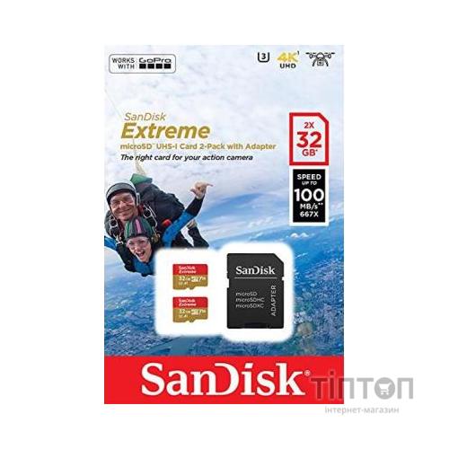 Карта пам'яті SanDisk 32GB microSD class 10 UHS-I U3 V30 A1 Extreme (SDSQXAF-032G-GN6AT)