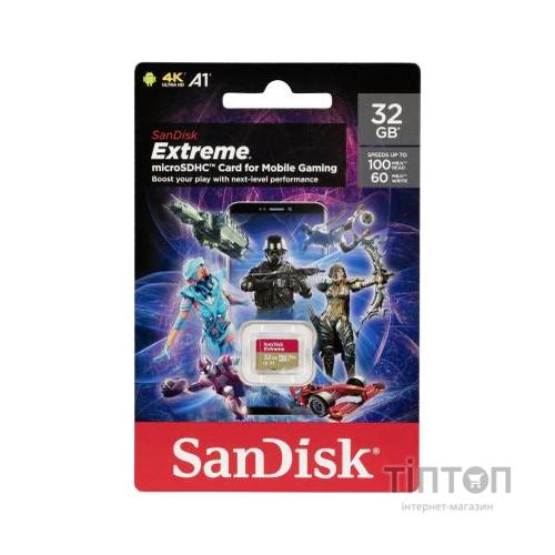 Карта пам'яті SanDisk 32GB microSDHC class 10 UHS-I A1 V30 Extreme (SDSQXAF-032G-GN6GN)