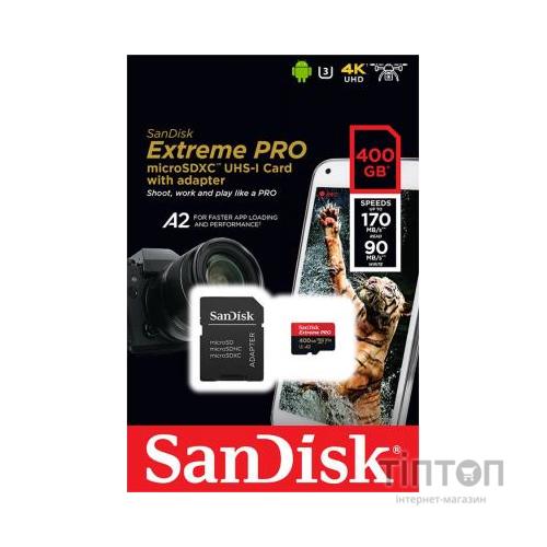 Карта пам'яті SANDISK 400GB microSDXC class 10 UHS-I U3 A2 V30 Extreme Pro (SDSQXCZ-400G-GN6MA)