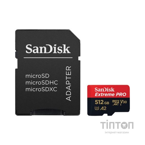 Карта пам'яті SanDisk 512 GB microSDXC UHS-I U3 Extreme Pro+SD Adapter (SDSQXCD-512G-GN6MA)