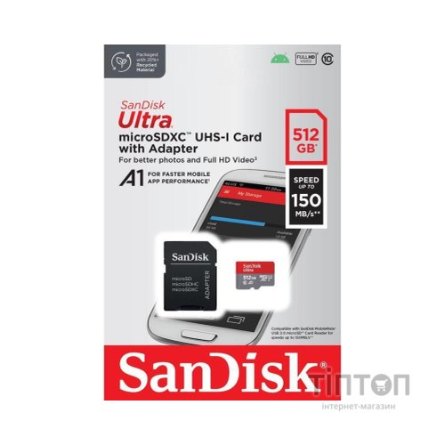 Карта пам'яті SanDisk 512GB microSDXC class 10 UHS-I Ultra (SDSQUAC-512G-GN6MA)