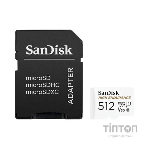 Карта пам'яті SanDisk 512GB microSDXC High Endurance UHS-I U3 V30 + SD adapter (SDSQQNR-512G-GN6IA)