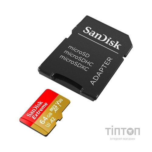 Карта пам'яті SanDisk 64GB microSD class 10 UHS-I Extreme For Action Cams and Dro (SDSQXAH-064G-GN6AA)