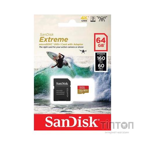 Карта пам'яті SanDisk 64GB microSD class 10 UHS-I U3 A2 EXTREME (SDSQXA2-064G-GN6AA)