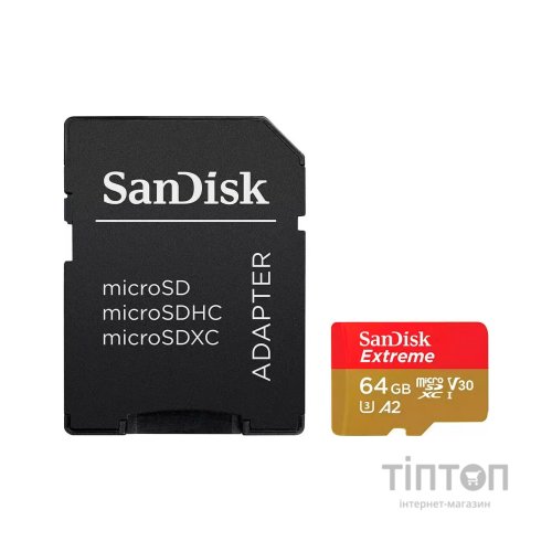 Карта пам'яті SanDisk 64GB microSD class 10 V30 Extreme PLUS (SDSQXBU-064G-GN6MA)