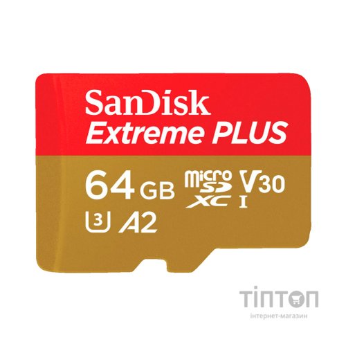 Карта пам'яті SanDisk 64GB microSD class 10 V30 Extreme PLUS (SDSQXBU-064G-GN6MA)
