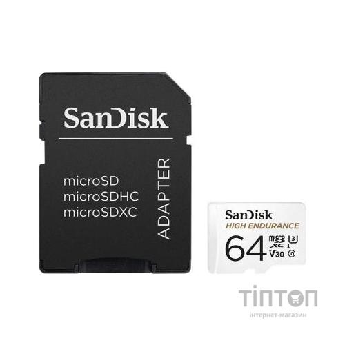 Карта пам'яті SanDisk 64GB microSDXC class 10 UHS-I U3 V30 High Endurance (SDSQQNR-064G-GN6IA)